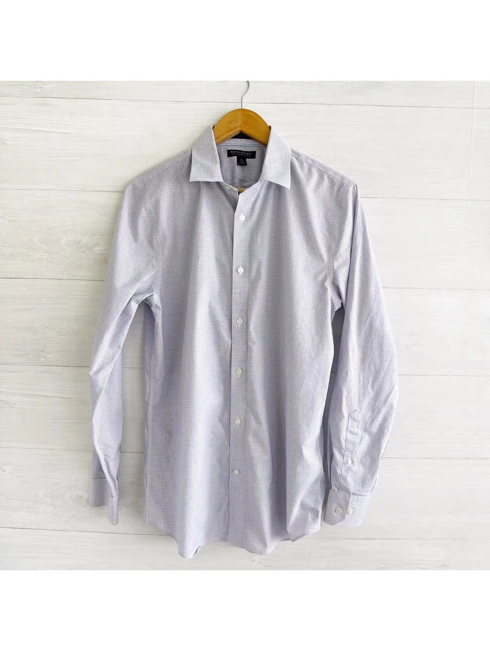 Banana Republic Men’s Purple Micro Check Slim Fit Non-Iron Dress Shirt M